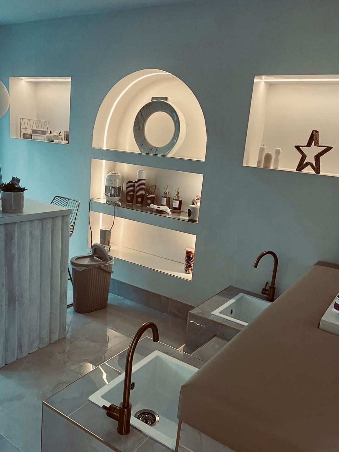 LED-lit bathroom mirrors and vanity lighting install