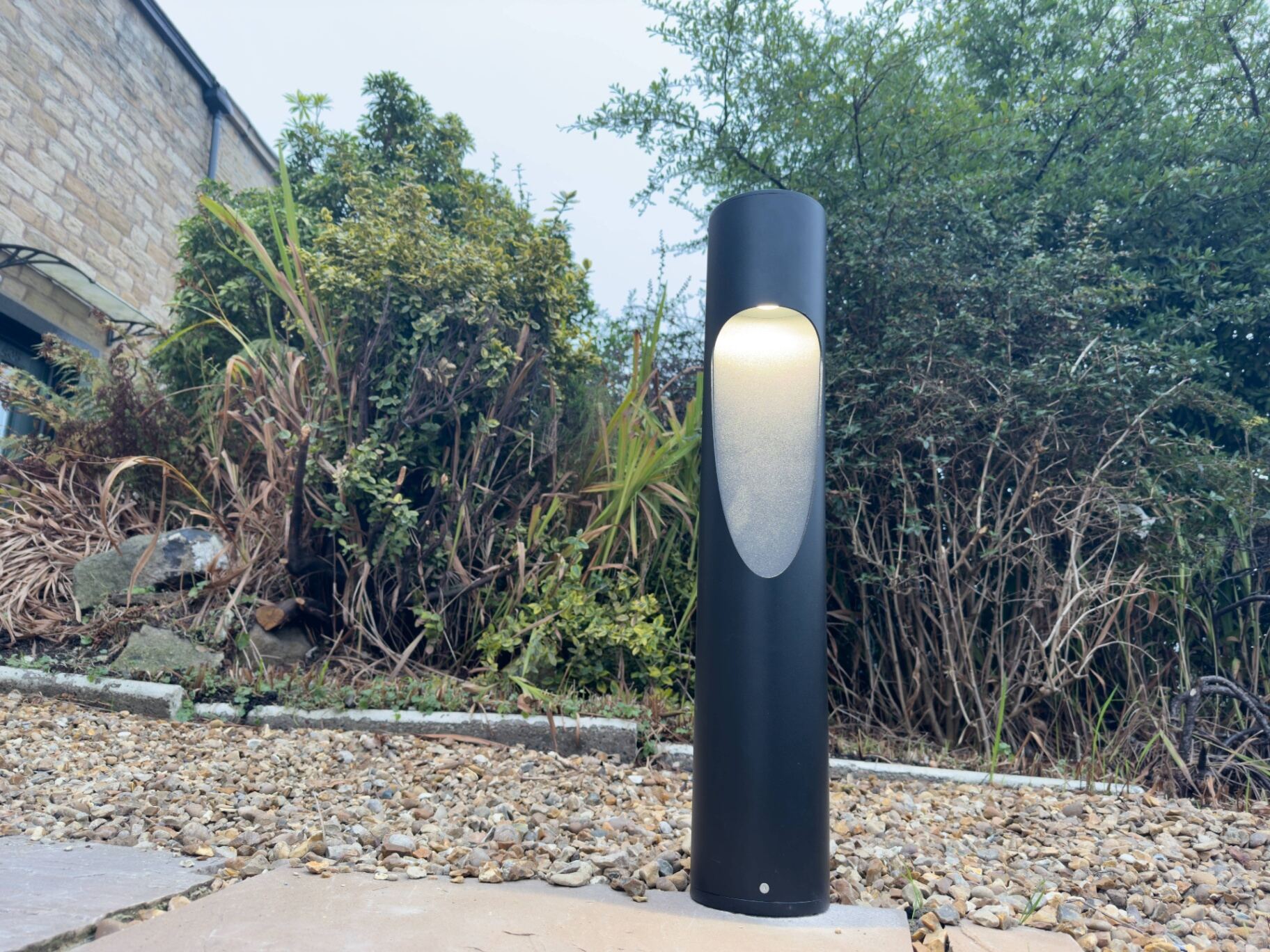 Garden path LED bollard lighting installation