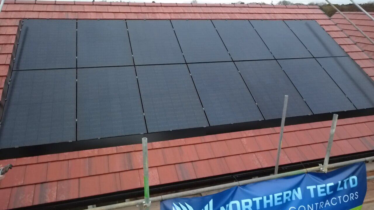 Domestic solar PV array installed on a new-build Lancashire home by Northern Tec