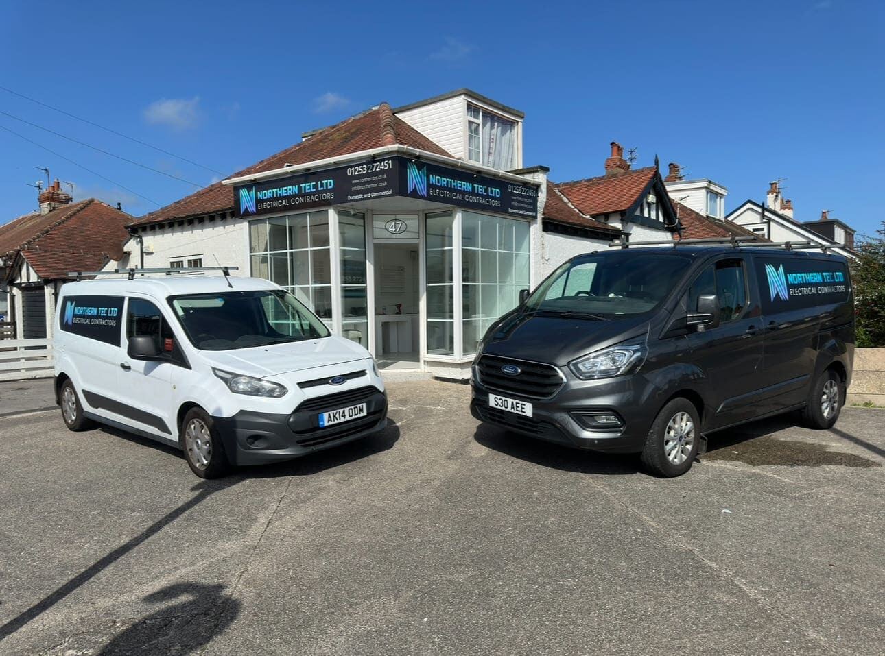 Northern Tec electrical contractor vans on the Fylde Coast