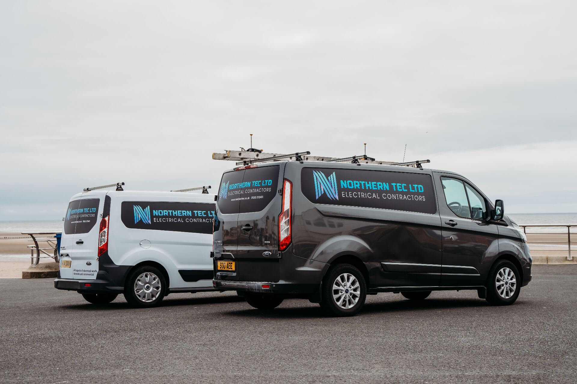 Northern Tec vans by Cleveleys seafront